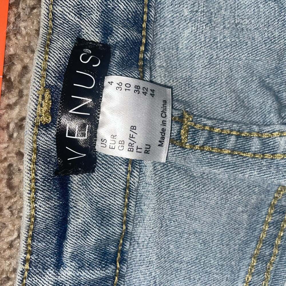 Venus Floral Boho Pearl Embellished Flare Jeans with Frayed Hem Size 4 - Picture 7 of 10